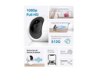 KIT DE 2 CÁMARAS DE SEGURIDAD INTERIOR TAPO C200C + MICRO SD 128GB PARA INTERIOR - 2