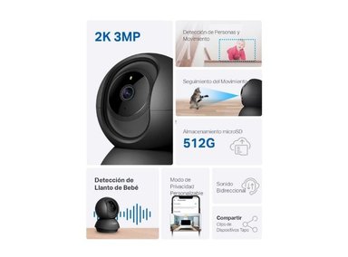 KIT DE 2 CÁMARAS DE SEGURIDAD INTERIOR TAPO C211 2K 3MP + MICRO SD 128GB PARA INTERIOR - 2
