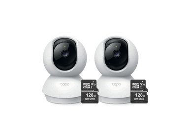 KIT DE 2 CÁMARAS DE SEGURIDAD INTERIOR TAPO C210 2K 3MP + MICRO SD 128GB PARA INTERIOR HOGAR/OFICINA