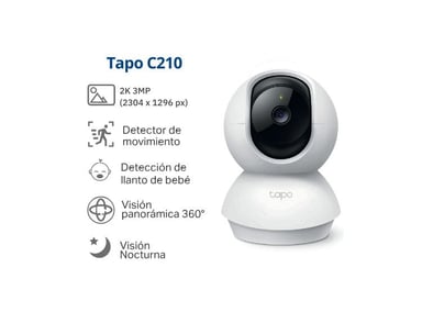KIT DE 2 CÁMARAS DE SEGURIDAD INTERIOR TAPO C210 2K 3MP + MICRO SD 128GB PARA INTERIOR HOGAR/OFICINA - 2