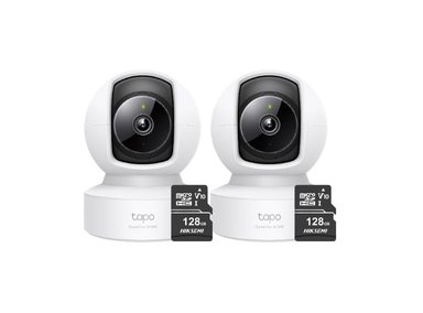 KIT DE 2 CÁMARA SEGURIDAD TP-LINK TAPO C222 2K QHD + MICRO SD 128GB PARA INTERIORES CON AUDIO BIDIRECCIONAL
