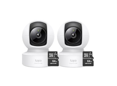 KIT DE 2 CÁMARA SEGURIDAD TP-LINK TAPO C222 2K QHD + MICRO SD 64GB PARA INTERIORES CON AUDIO BIDIRECCIONAL