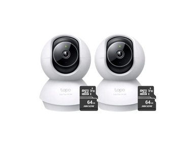 KIT DE 2 CÁMARA DE SEGURIDAD TAPO C230 3K 5MP + MICRO SD 64GB PARA INTERIORES
