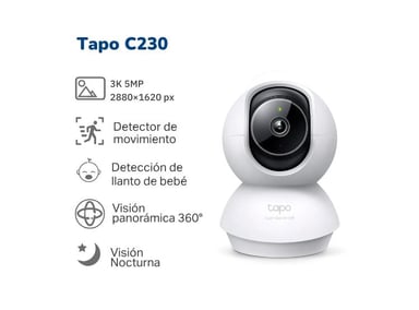 KIT DE 2 CÁMARA DE SEGURIDAD TAPO C230 3K 5MP + MICRO SD 128GB PARA INTERIORES - 2