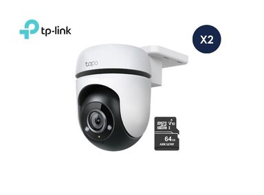 KIT DE 2 CÁMARA SEGURIDAD TP-LINK TAPO C520WS 2K QHD + MICRO SD64GB CON AUDIO BIDIRECCIONAL