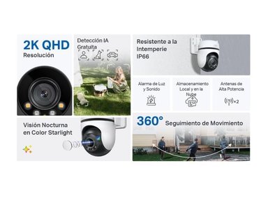 KIT DE 2 CÁMARA SEGURIDAD TP-LINK TAPO C520WS 2K QHD + MICRO SD64GB CON AUDIO BIDIRECCIONAL - 4