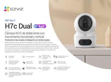 KIT DE 2 CÁMARA DE SEGURIDAD WIFI H7C DUAL 2K+ CON MICRO SD 64GB PARA INTERIORES EZVIZ - 3