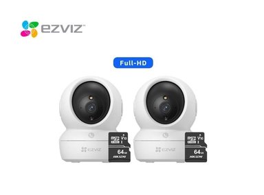 KIT DE 2 CÁMARA DE SEGURIDAD WIFI H6C FULL HD + MICRO SD 64GB PARA INTERIORES EZVIZ