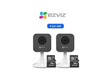 KIT DE 2 CÁMARA DE SEGURIDAD WIFI H1C FULL HD + MICRO SD 64GB PARA INTERIORES EZVIZ