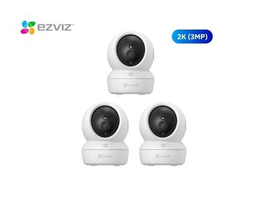 KIT DE 3 CÁMARA DE SEGURIDAD WIFI H6C 2K 3MP + MICRO SD 128GB PARA INTERIORES EZVIZ