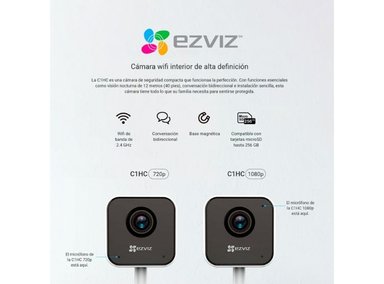 KIT DE 2 CÁMARA DE SEGURIDAD WIFI H1C FULL HD PARA INTERIORES EZVIZ - 4