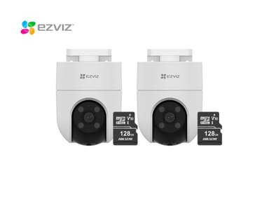 KIT DE 2 CÁMARA DE SEGURIDAD WIFI H8C FULL HD + MICRO SD 128GB PARA EXTERIOR HOGAR EZVIZ