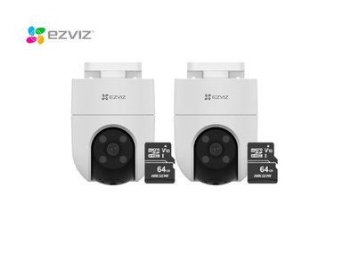 KIT DE 2 CÁMARA DE SEGURIDAD WIFI H8C FULL HD + MICRO SD 64GB PARA EXTERIOR HOGAR EZVIZ