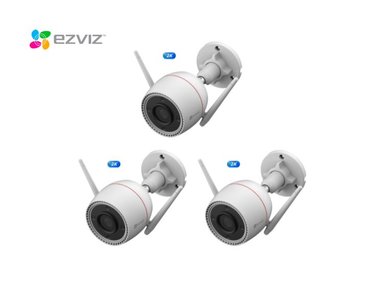 KIT DE 3 CÁMARA DE SEGURIDAD WIFI H3C 2K 3MP PARA EXTERIORES EZVIZ