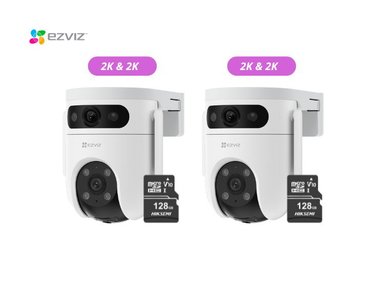 KIT DE 2 CÁMARA DE SEGURIDAD WIFI H9C 2K Y 2K  + MICRO SD 128GB PARA EXTERIORES EZVIZ