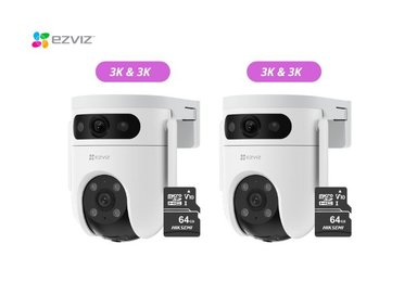 KIT DE 2 CÁMARA DE SEGURIDAD WIFI H9C 3K Y 3K + MICRO SD64GB PARA EXTERIORES EZVIZ