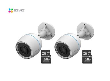 KIT DE 2 CÁMARA DE SEGURIDAD WIFI H3C FULL HD + MICRO SD 128GB PARA EXTERIORES EZVIZ
