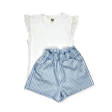 CONJUNTO ALGODÓN NIÑA CELESTE