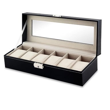 CAJA ORGANIZADORA NEGRO PARA 6 RELOJES