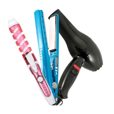 COMBO NANO TITANIUM PLANCHA + RIZADOR ONDULADOR + SECADOR 1500W