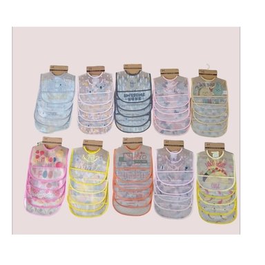 SET DE 5 BABEROS PLASTIFICADOS MULTICOLOR DE 5 BABEROS PLASTIFICADOS PARA NIÑO