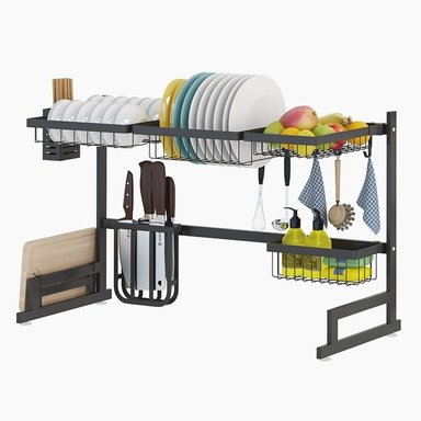 ORGANIZADOR NEGRO Y ESCURRIDOR PLATOS COCINA 85CM