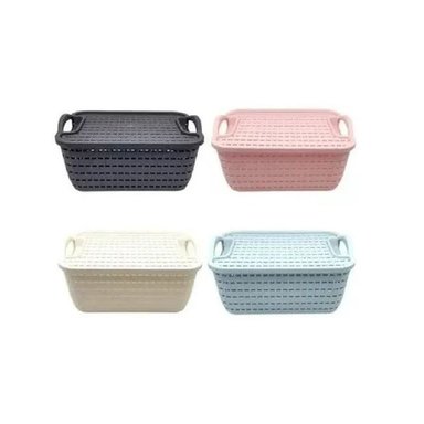 CESTA ORGANIZADORA CON TAPA COLORES VARIADOS