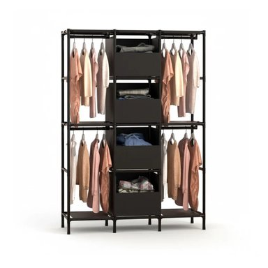ROPERO COLGADOR MULTIFUNCIONAL ORGANIZADOR DE ROPA 3 CUERPOS NEGRO - 3