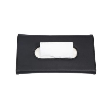 CAJA PORTA PAÑUELOS PARA AUTO DE CUERO PU NEGRO COMPACTA Y ELEGANTE TM - 4