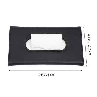 CAJA PORTA PAÑUELOS PARA AUTO DE CUERO PU NEGRO COMPACTA Y ELEGANTE TM - 6