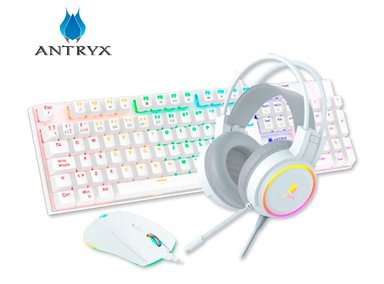 KIT GAMING ANTRYX GC-3100 X3 WHITE, TECLADO SWITCH BLUE, MOUSE, AURICULAR - 2