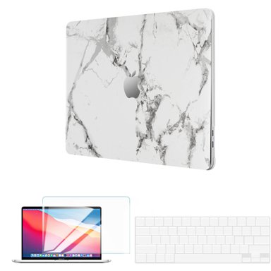 CASE TECHPROTECTUS HARD-SHELL WITH KEYBOARD COVER AND SCREEN PROTECTOR FOR APPLE 13' MACBOOK PRO M1/M2 WHITE MARBLE