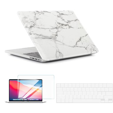 CASE TECHPROTECTUS HARD-SHELL WITH KEYBOARD COVER AND SCREEN PROTECTOR FOR APPLE 13' MACBOOK AIR WHITE MARBLE
