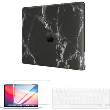 CASE TECHPROTECTUS HARD-SHELL WITH KEYBOARD COVER AND SCREEN PROTECTOR FOR APPLE 13' MACBOOK PRO M1/M2 BLACK MARBLE