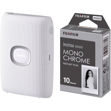 IMPRESORA FOTOGRÁFICA FUJIFILM INSTAX MINI LINK 2 SMARTPHONE PRINTER CLAY WHITE WITH INSTAX MINI MONOCHROME INSTANT FILM 10 EX - 1
