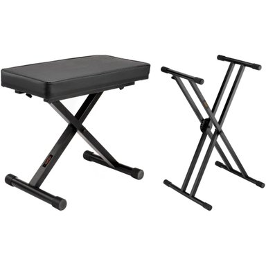 ACCESORIO INSTRUMENTOS MUSICALES AURAY X-STYLE PIANO BENCH Y DOUBLE X-STYLE ADJUSTABLE KEYBOARD STAND KIT