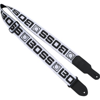 ACCESORIO INSTRUMENTOS MUSICALES BOSS BSM-20-WB MONOGRAM INSTRUMENT STRAP (WHITE STRAP, BLACK LOGO)