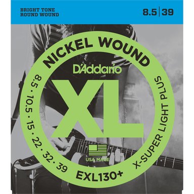 D'ADDARIO EXL130+ EXTRA SUPER LIGHT PLUS XL NICKEL WOUND ELECTRIC GUITAR STRINGS (6-STRING SET, 8.5 -39)