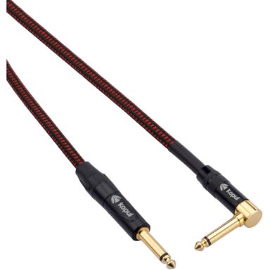 KOPUL PREMIUM INSTRUMENT CABLE 1/4' MALE RIGHT-ANGLE TO 1/4' MALE WITH BRAIDED FABRIC JACKET (10')