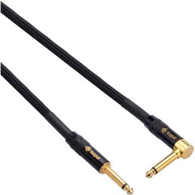 KOPUL STUDIO ELITE 4000B SERIES 1/4' MALE RIGHT-ANGLE TO 1/4' MALE INSTRUMENT CABLE WITH BRAIDED MESH JACKET (10')
