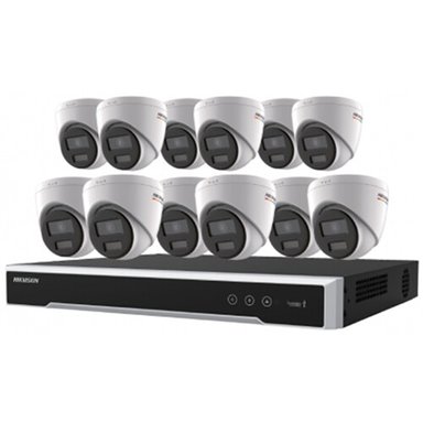KIT CÁMARA HIKVISION EKI-K164T412C 16-CHANNEL 8MP NVR CON 4TB HDD Y 12 COLORVU 4MP NIGHT VISION TURRET