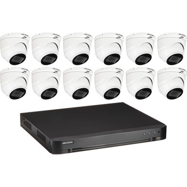 KIT CÁMARA HIKVISION T7216U4TA12 TURBOHD 16-CHANNEL DVR CON 4TB HDD Y 12 5MP TURRET