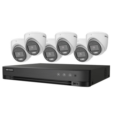 KIT CÁMARA HIKVISION TURBO HD COLORVU CON 8-CHANNEL DVR Y 6 OUTDOOR TURRET CON 2.8MM LENS
