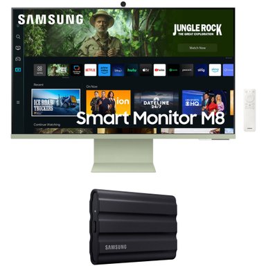 MONITOR SAMSUNG 32" M80C 4K WEBCAM 4TB T7 SHIELD PORTABLE SSD KIT SPRING GREEN BLACK - 1