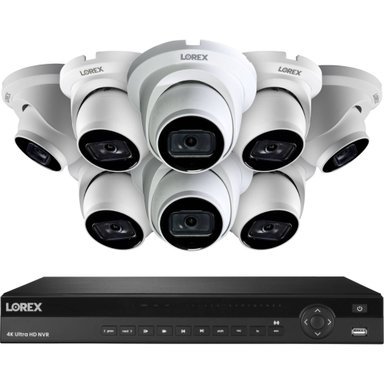 CÁMARA LOREX PRO SERIES N884A64B 16-CHANNEL 4K UHD NVR CON 4TB HDD CON EIGHT LNE9252B DOME WHITE