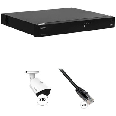 CÁMARA LOREX FUSION SERIES N864A64B 16-CHANNEL 4K UHD NVR CON 4TB HDD TEN E842CA 4K BULLET Y TEN 50' SNAGLESS PATCH CABLES