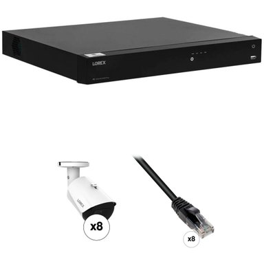 CÁMARA LOREX FUSION SERIES N864A64B 16-CHANNEL 4K UHD NVR CON 4TB HDD EIGHT E842CA 4K BULLET Y EIGHT 50' SNAGLESS PATCH CABLES