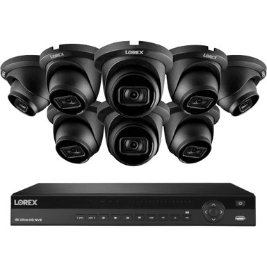 CÁMARA LOREX PRO SERIES N884A64B 16-CHANNEL 4K UHD NVR CON 4TB HDD CON EIGHT LNE9242B DOME BLACK