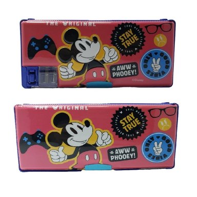 CARTUCHERA IMANTADA DOBLE COMPARTIMENTO DOBLE TAJADOR LINTERNA LED DISEÑO MICKEY MOUSE EN ALTO RELIEVE - 2