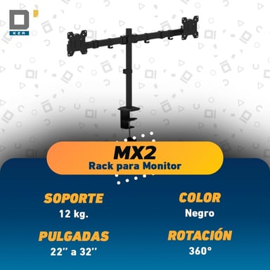 RACK PARA DOS MONITORES MX2 DE 13' A 32' - DOBLE BRAZO / SOPORTE PARA MONITOR - 2